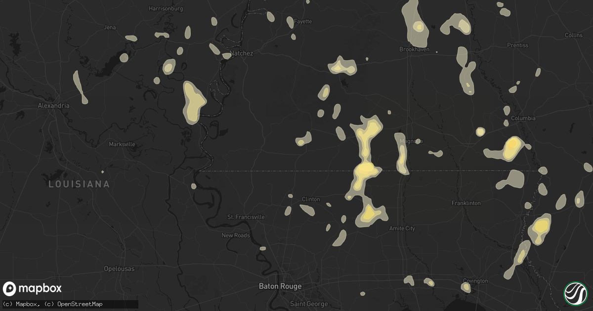 Hail map in Centreville, MS on August 21, 2026
