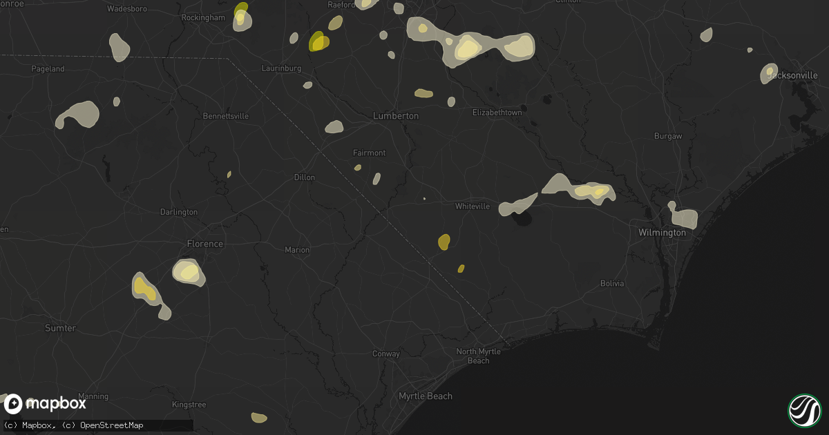 Hail map in Cerro Gordo, NC on August 21, 2026