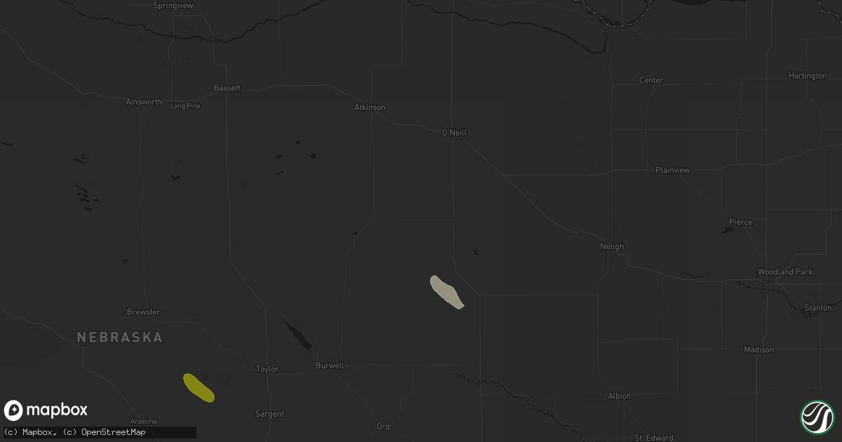 Hail map in Chambers, NE on August 21, 2026