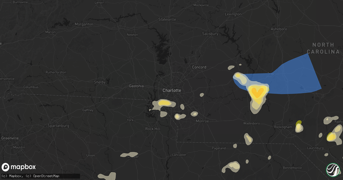 Hail map in Charlotte, NC on August 21, 2026