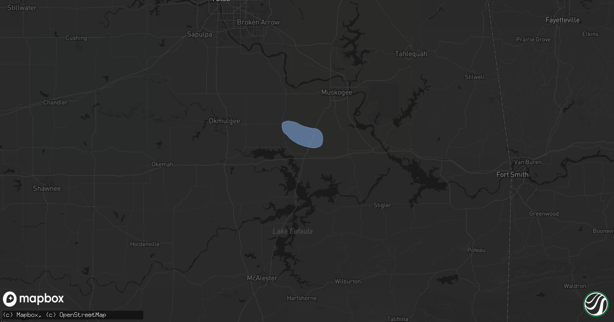 Hail map in Checotah, OK on August 21, 2026