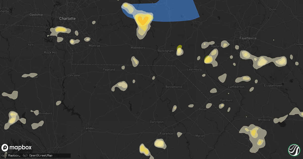 Hail map in Cheraw, SC on August 21, 2026