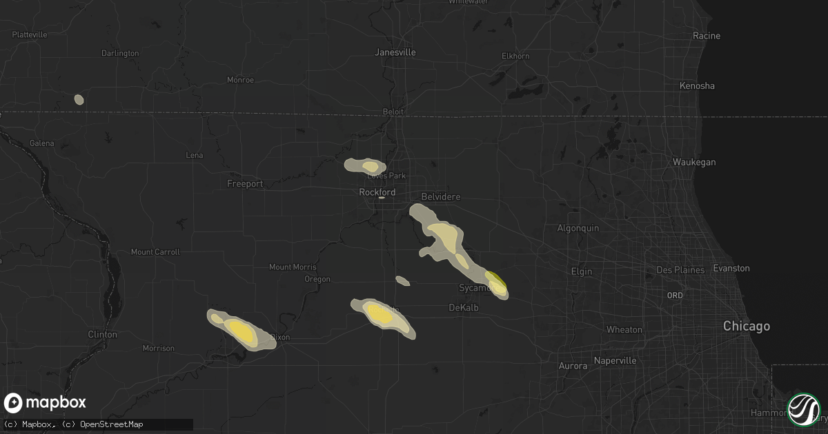 Hail map in Cherry Valley, IL on August 21, 2026
