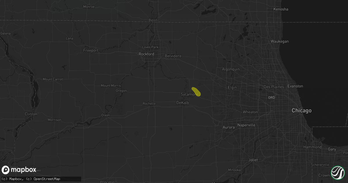 Hail map in Clare, IL on August 21, 2026