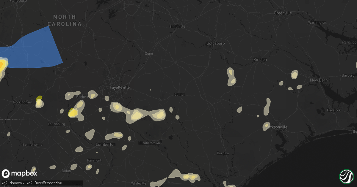 Hail map in Clinton, NC on August 21, 2026