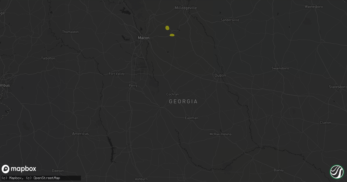 Hail map in Cochran, GA on August 21, 2026