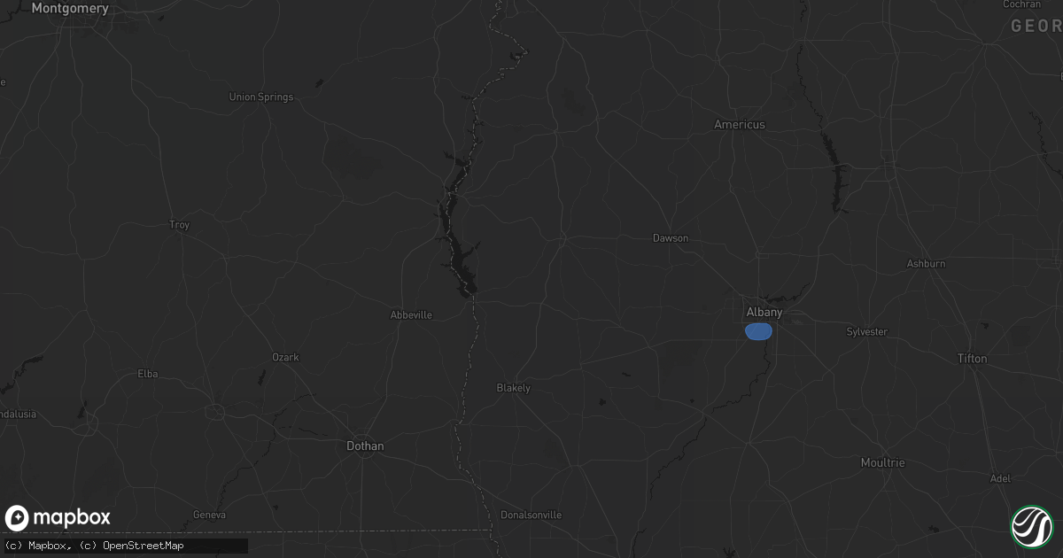 Hail map in Coleman, GA on August 21, 2026