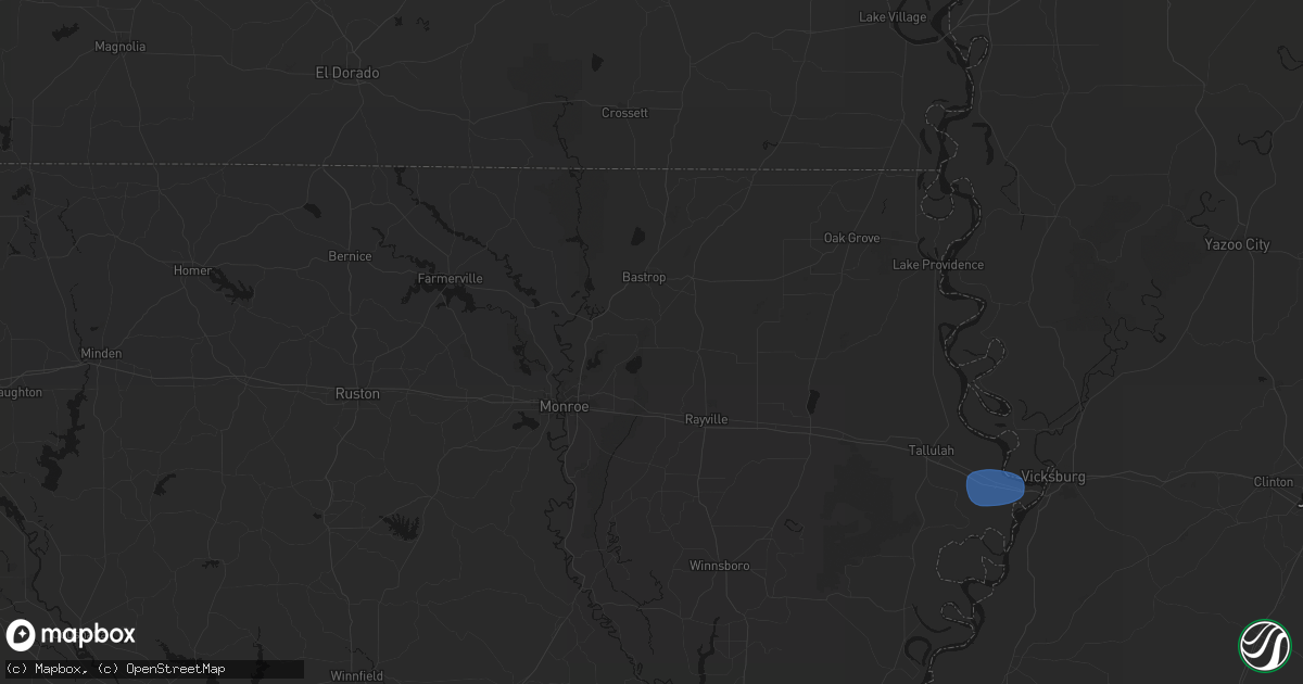 Hail map in Collinston, LA on August 21, 2026