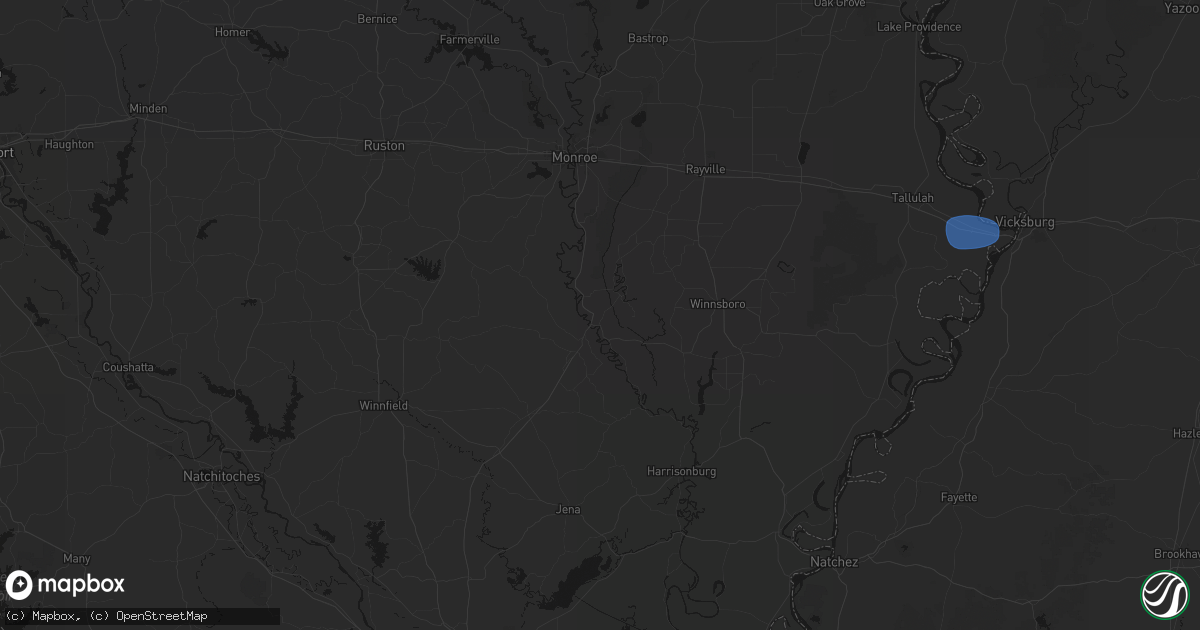 Hail map in Columbia, LA on August 21, 2026