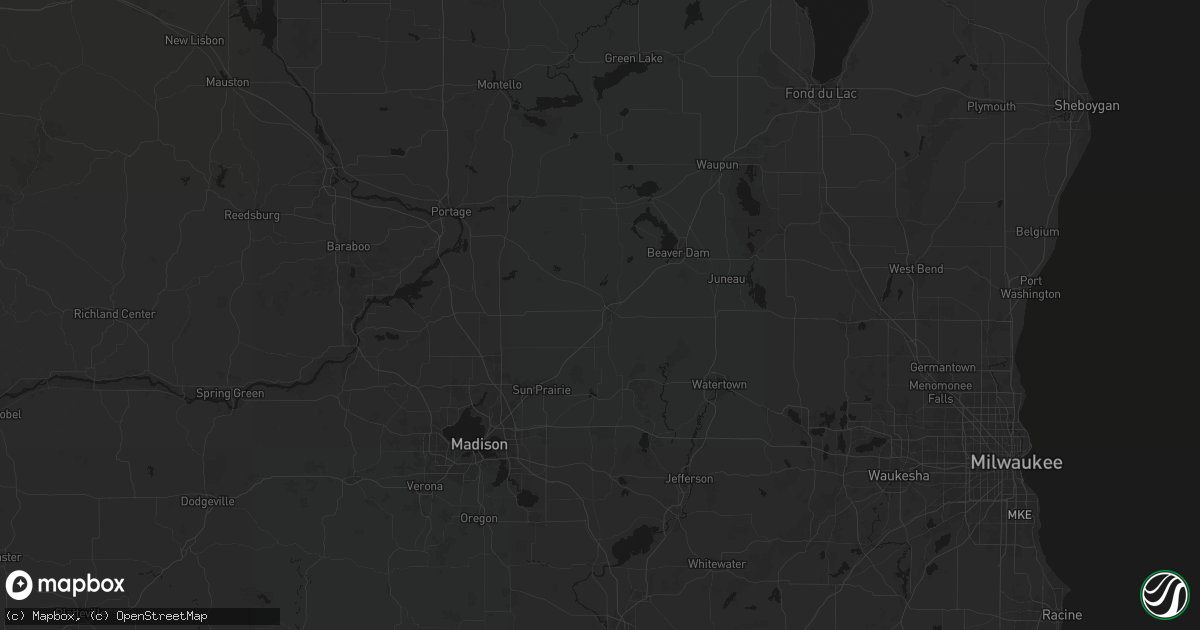 Hail map in Columbus, WI on August 21, 2026