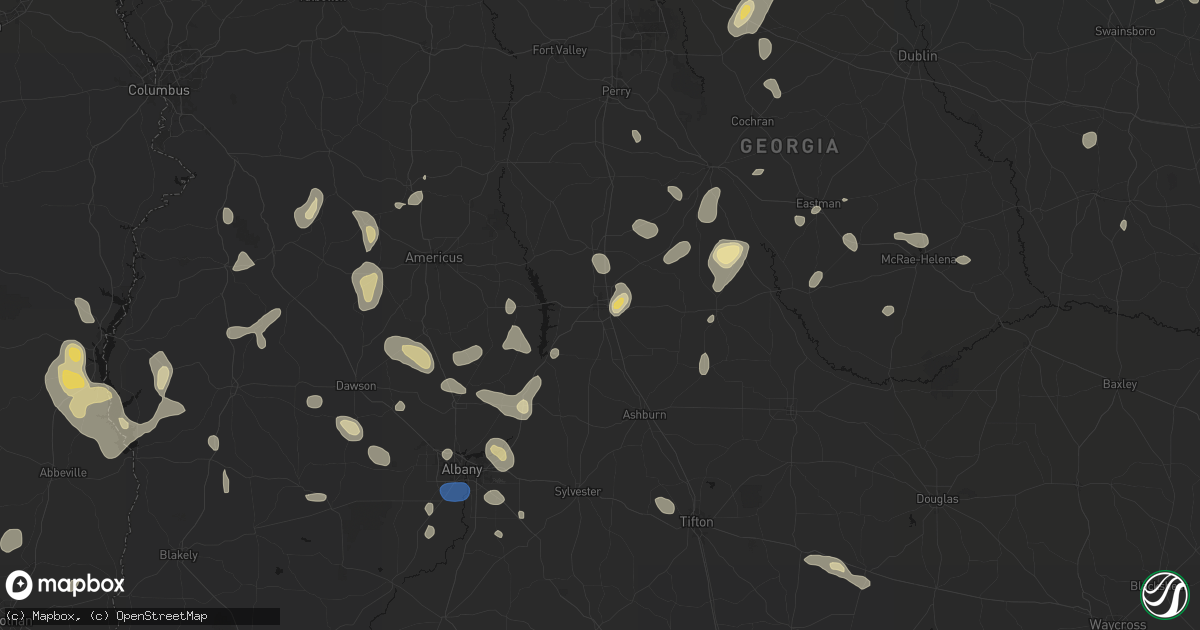 Hail map in Cordele, GA on August 21, 2026