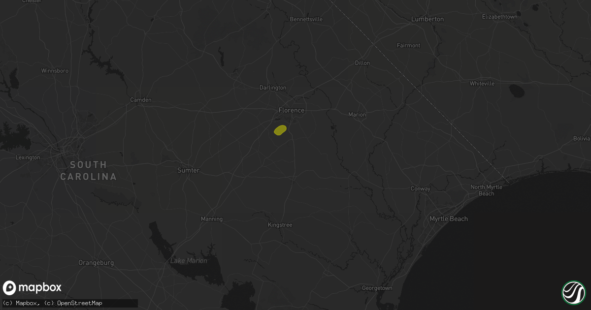 Hail map in Coward, SC on August 21, 2026