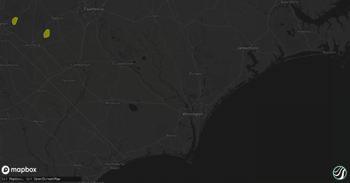 Hail map in Currie, NC on August 21, 2026