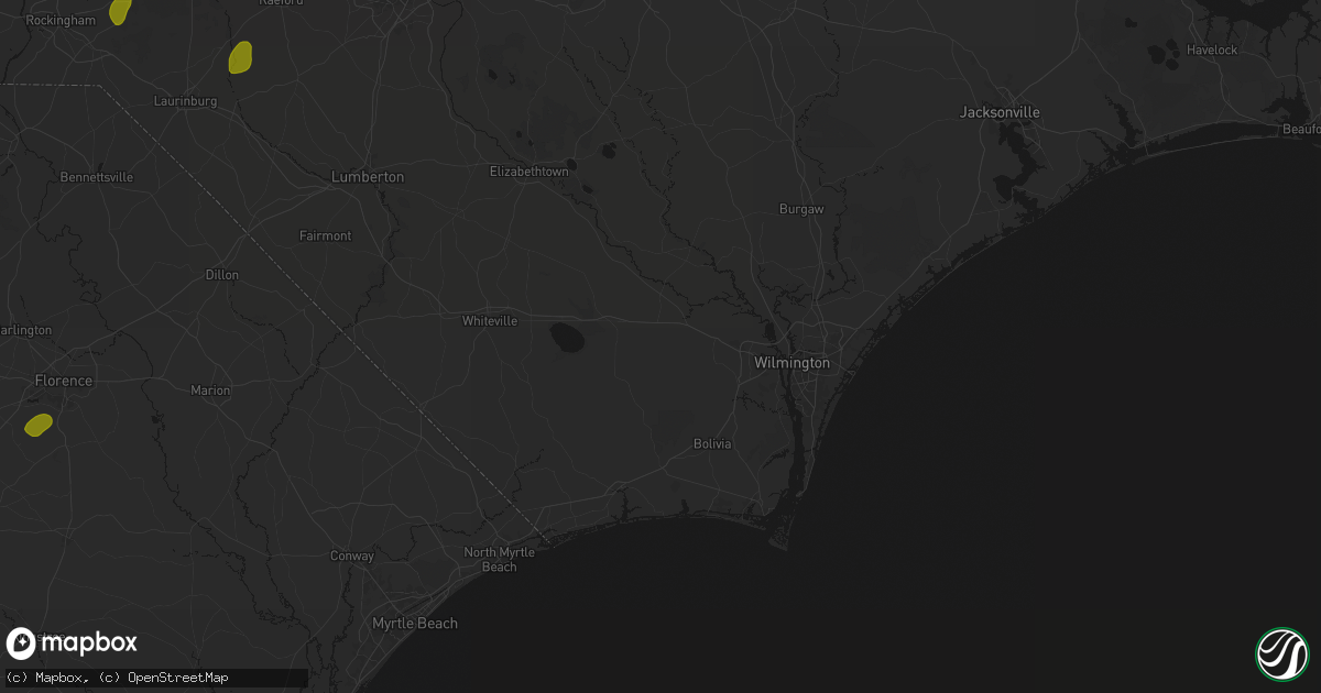 Hail map in Delco, NC on August 21, 2026