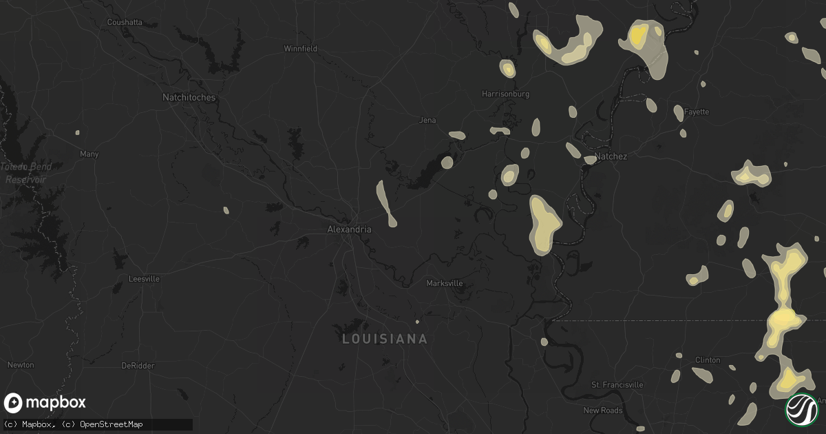 Hail map in Deville, LA on August 21, 2026