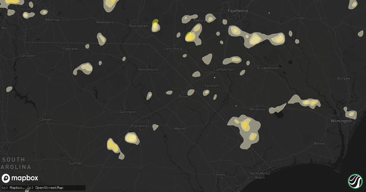 Hail map in Dillon, SC on August 21, 2026