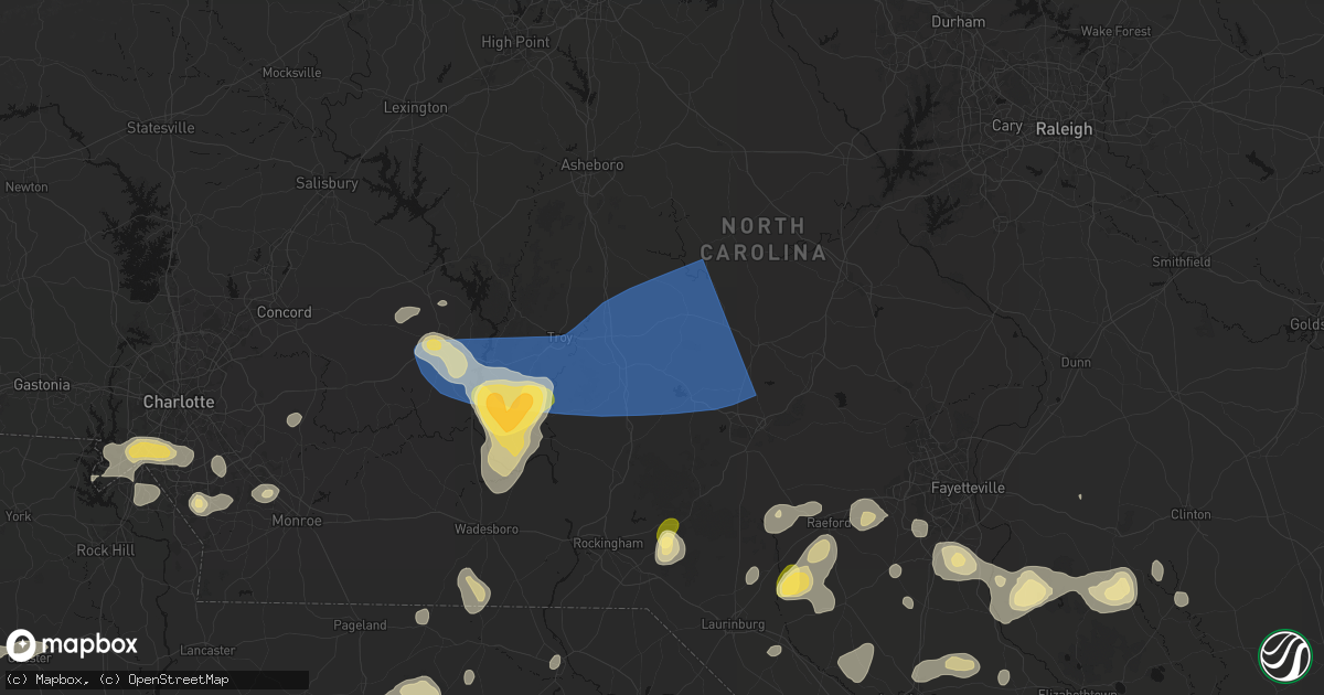 Hail map in Eagle Springs, NC on August 21, 2026