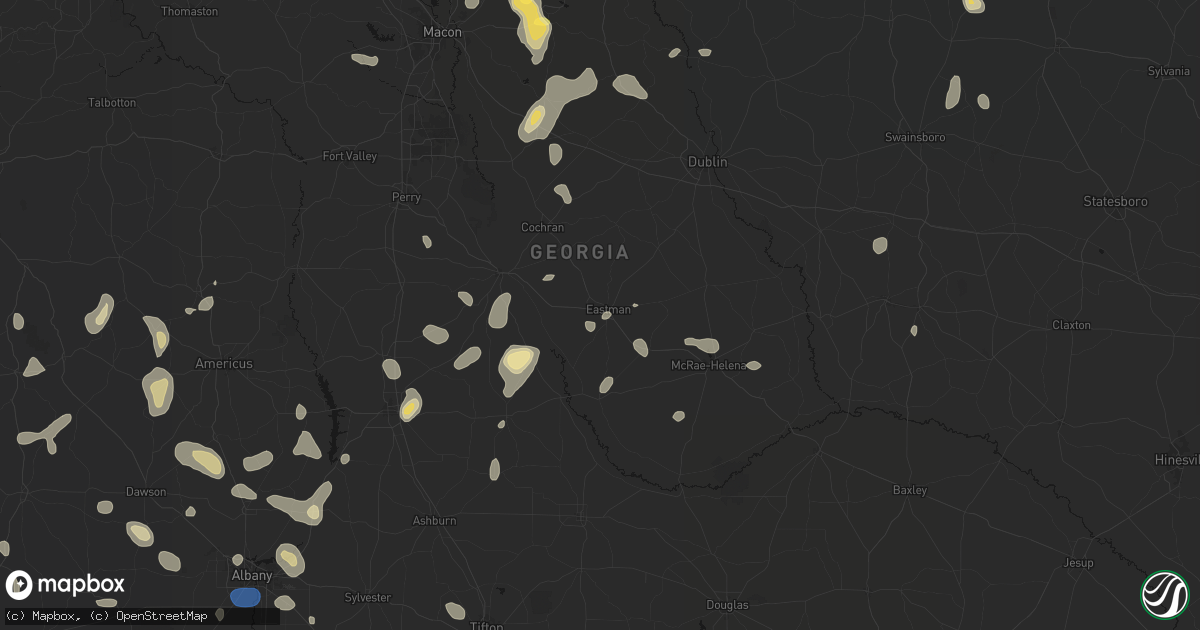 Hail map in Eastman, GA on August 21, 2026