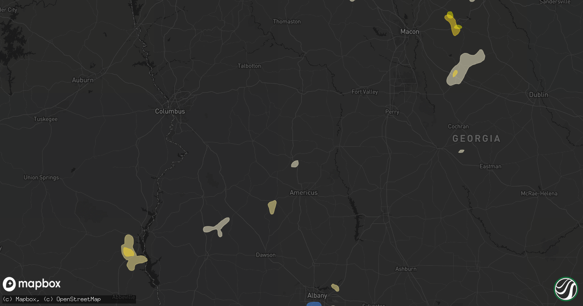 Hail map in Ellaville, GA on August 21, 2026