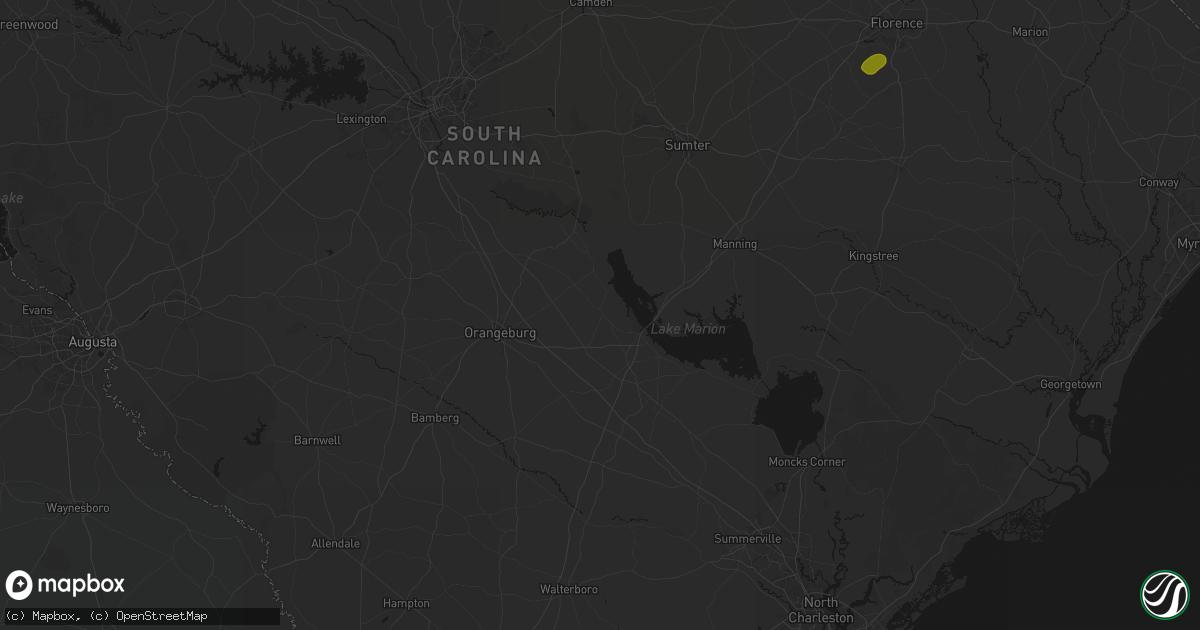 Hail map in Elloree, SC on August 21, 2026