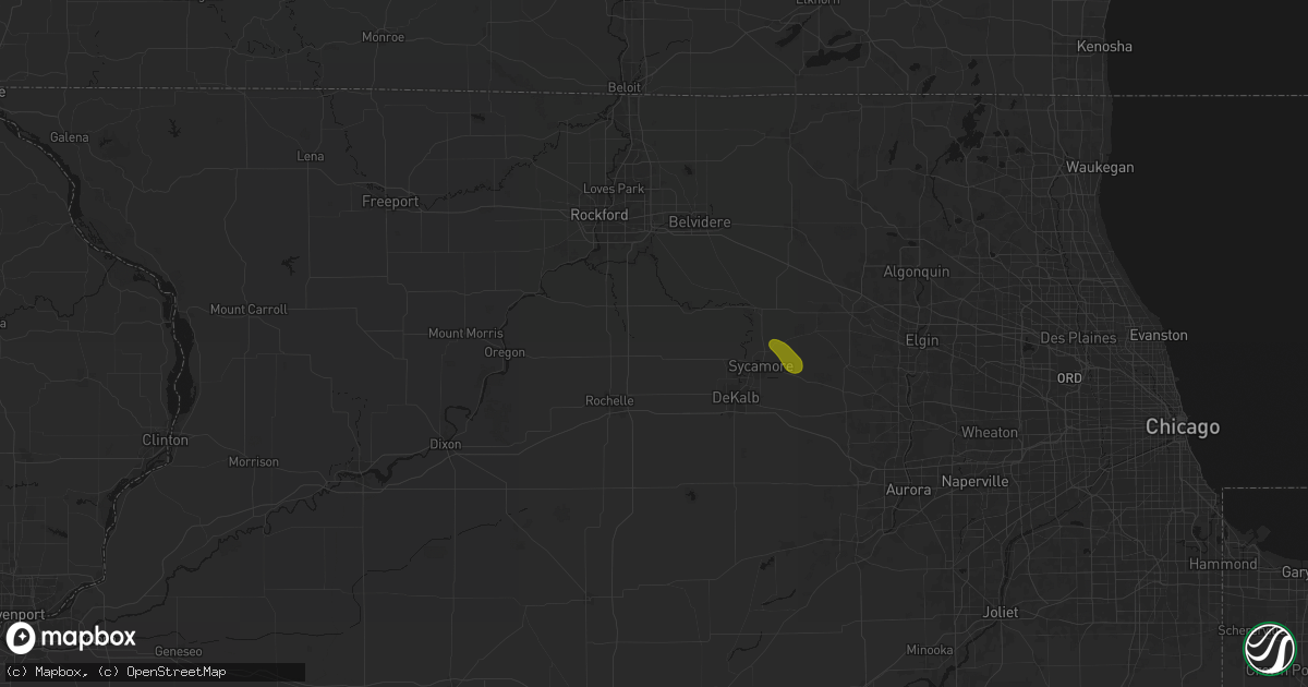 Hail map in Esmond, IL on August 21, 2026