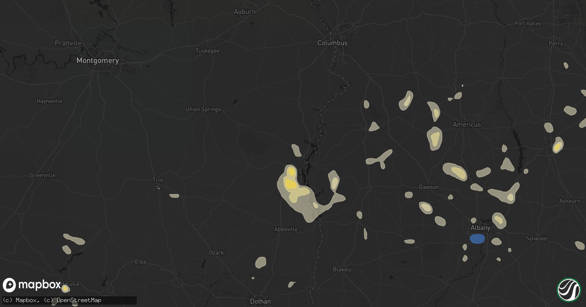 Hail map in Eufaula, AL on August 21, 2026
