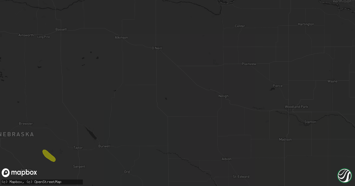 Hail map in Ewing, NE on August 21, 2026