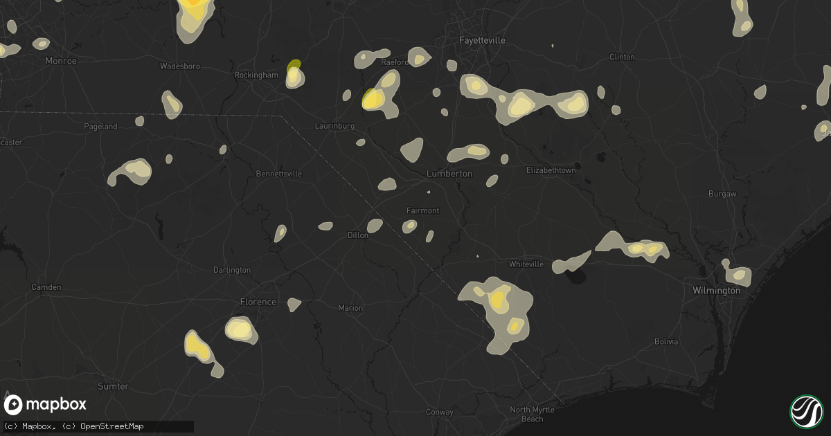 Hail map in Fairmont, NC on August 21, 2026