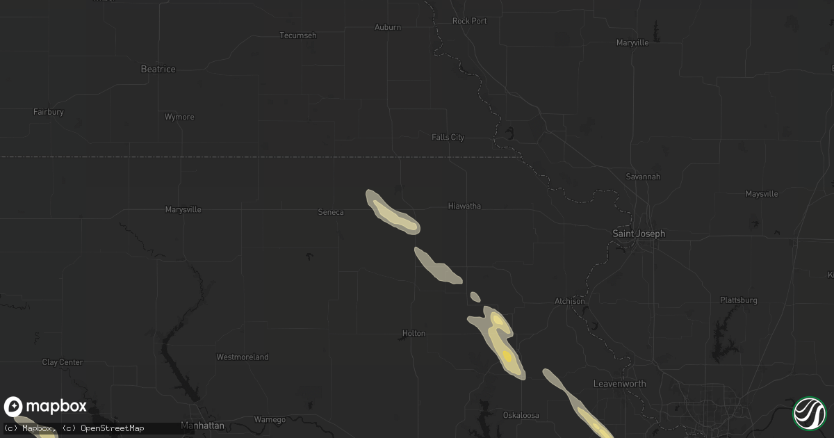 Hail map in Fairview, KS on August 21, 2026