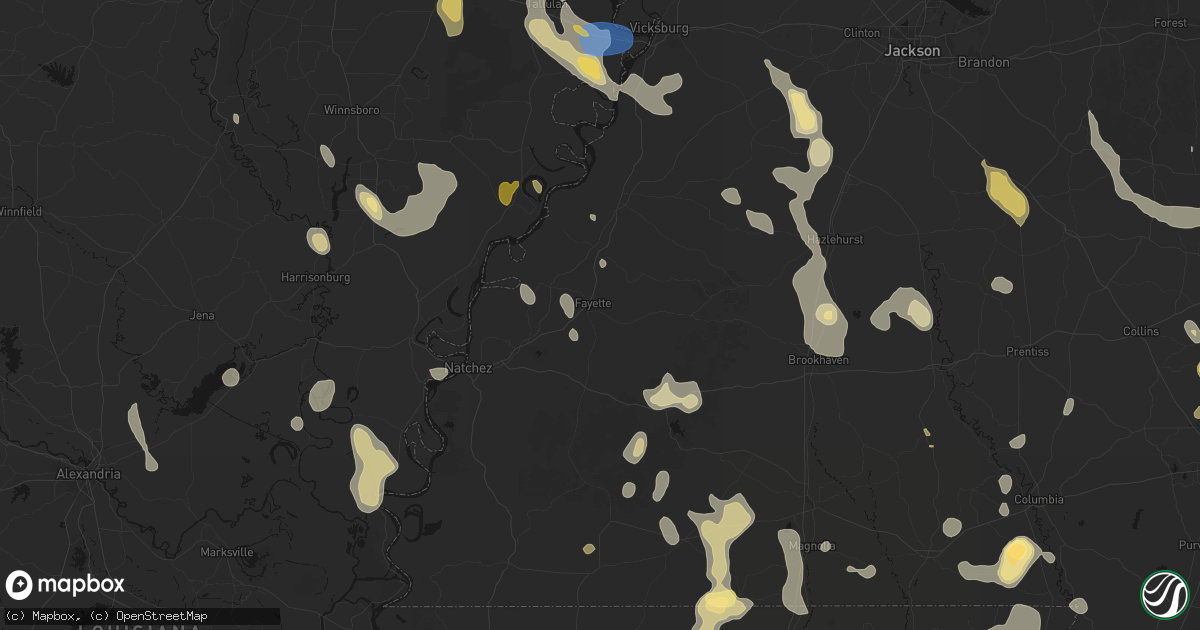 Hail map in Fayette, MS on August 21, 2026