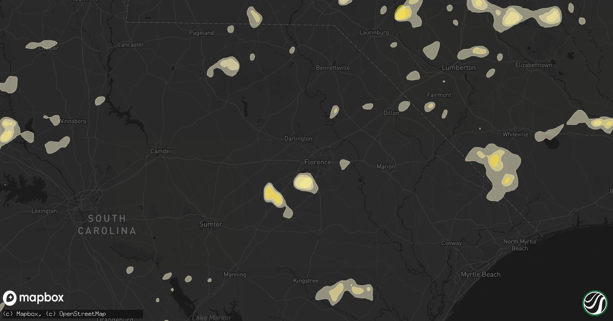 Hail map in Florence, SC on August 21, 2026