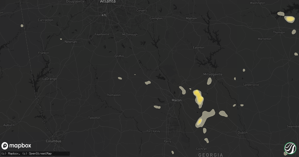 Hail map in Forsyth, GA on August 21, 2026