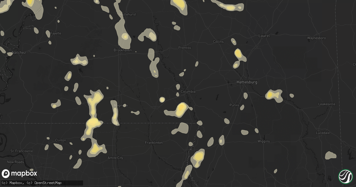 Hail map in Foxworth, MS on August 21, 2026