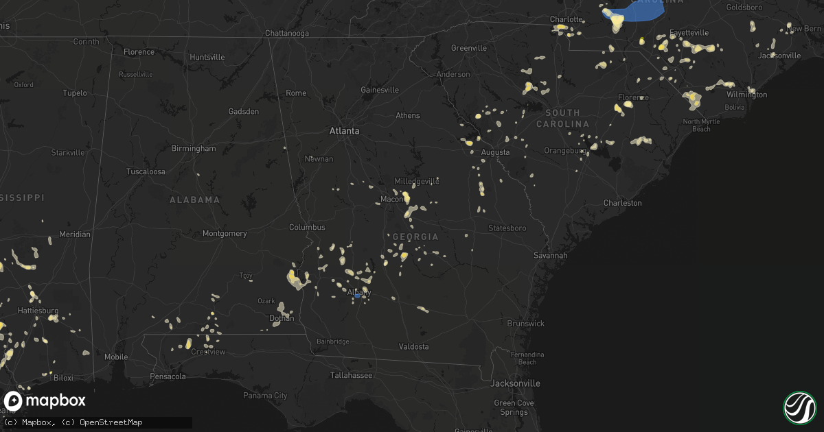 Hail map in Georgia on August 21, 2026