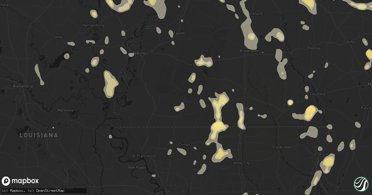 Hail map in Gloster, MS on August 21, 2026