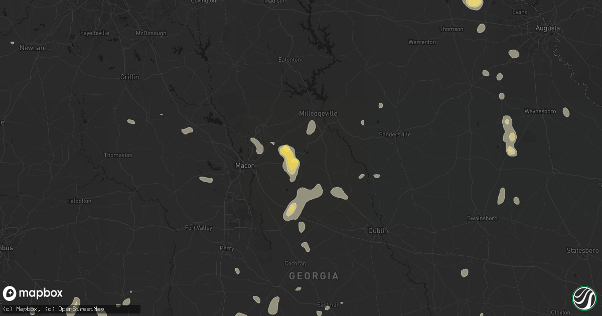 Hail map in Gordon, GA on August 21, 2026