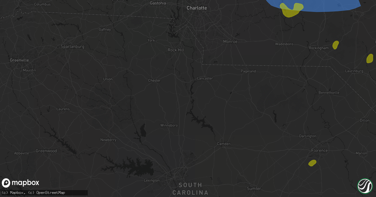 Hail map in Great Falls, SC on August 21, 2026
