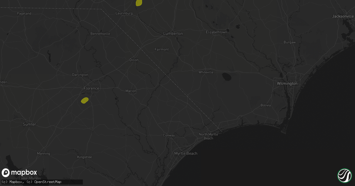 Hail map in Green Sea, SC on August 21, 2026