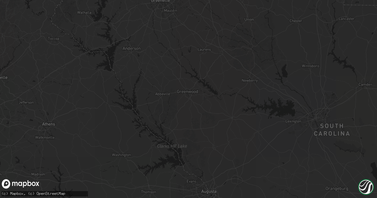 Hail map in Greenwood, SC on August 21, 2026