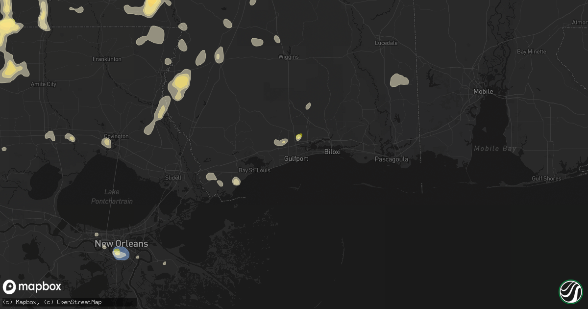 Hail map in Gulfport, MS on August 21, 2026