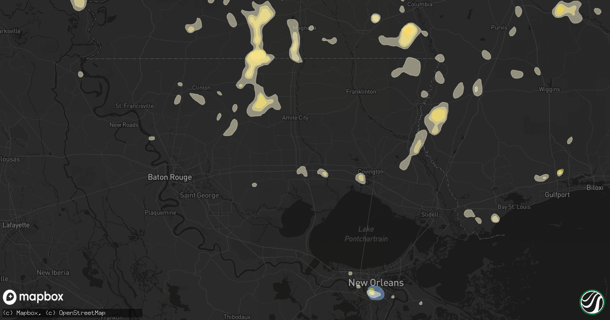 Hail map in Hammond, LA on August 21, 2026