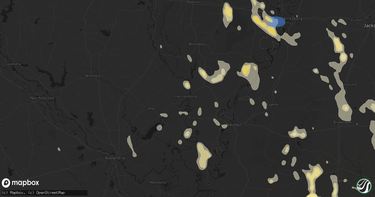 Hail map in Harrisonburg, LA on August 21, 2026