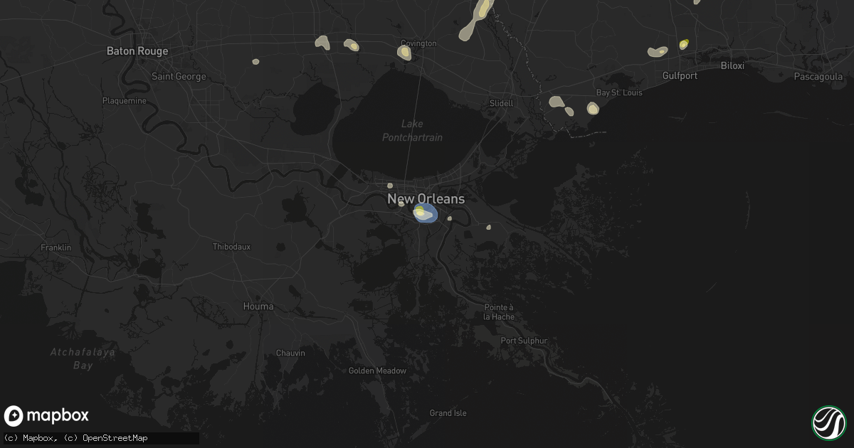 Hail map in Harvey, LA on August 21, 2026