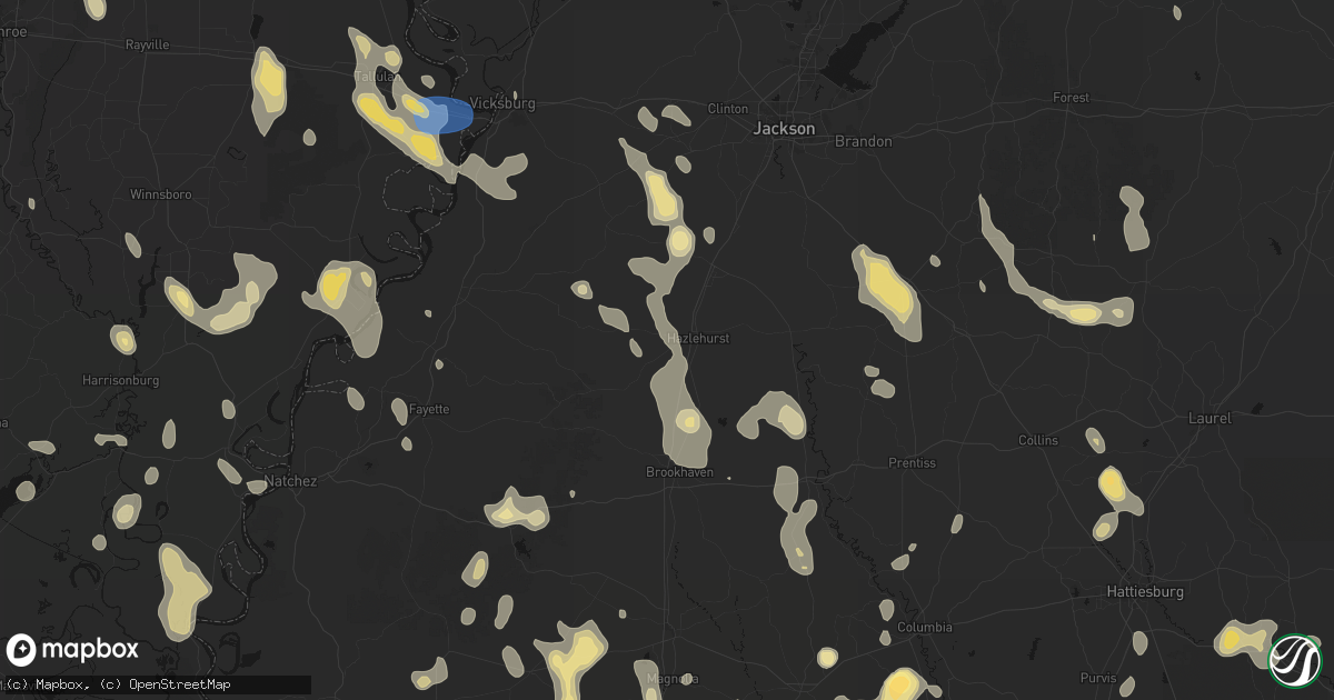 Hail map in Hazlehurst, MS on August 21, 2026