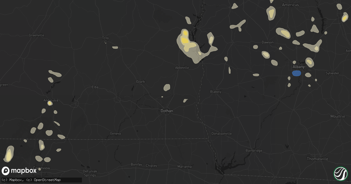 Hail map in Headland, AL on August 21, 2026