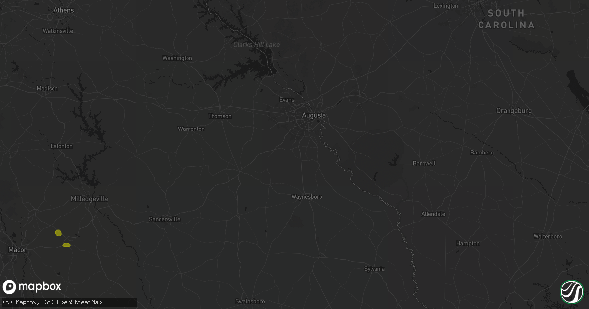 Hail map in Hephzibah, GA on August 21, 2026