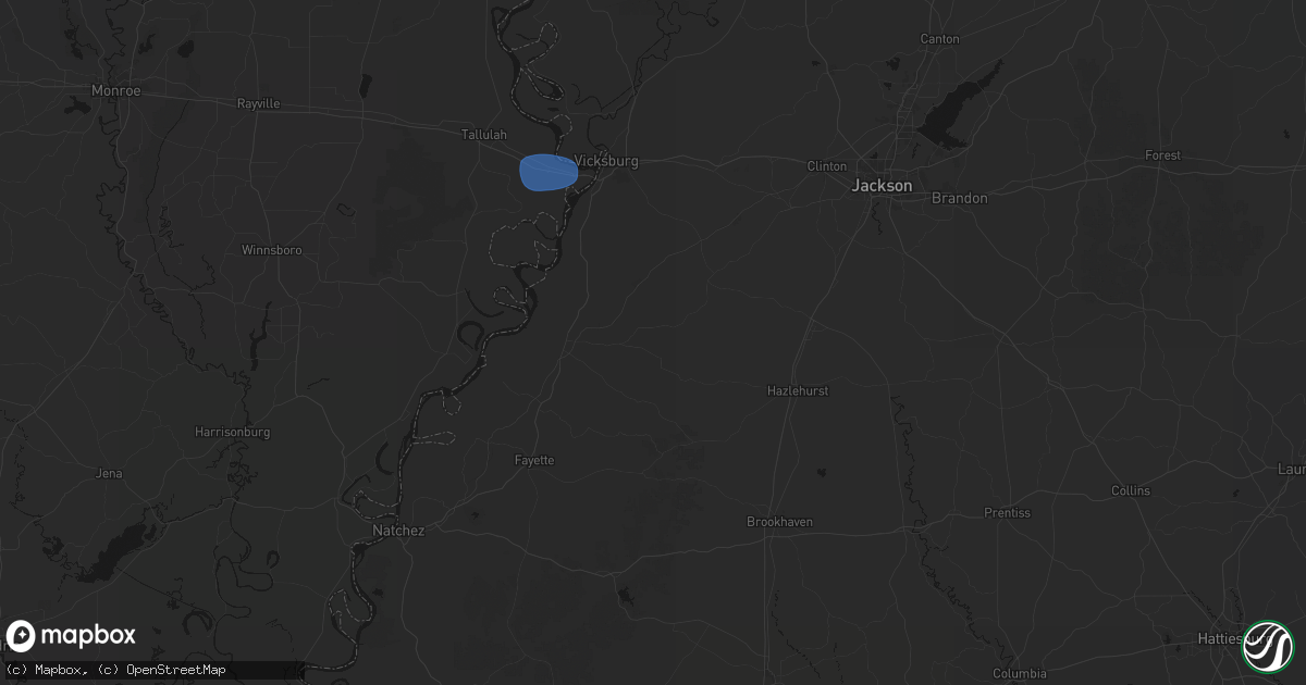 Hail map in Hermanville, MS on August 21, 2026