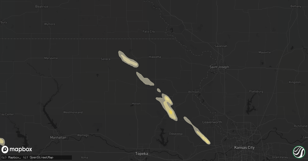 Hail map in Horton, KS on August 21, 2026