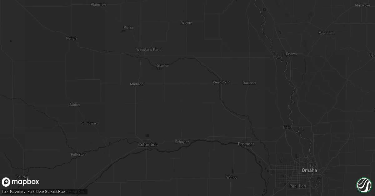 Hail map in Howells, NE on August 21, 2026