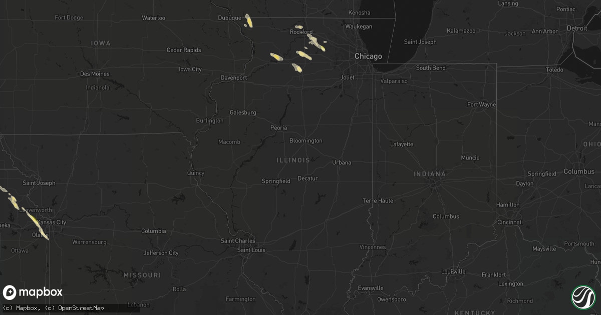 Hail map in Illinois on August 21, 2026